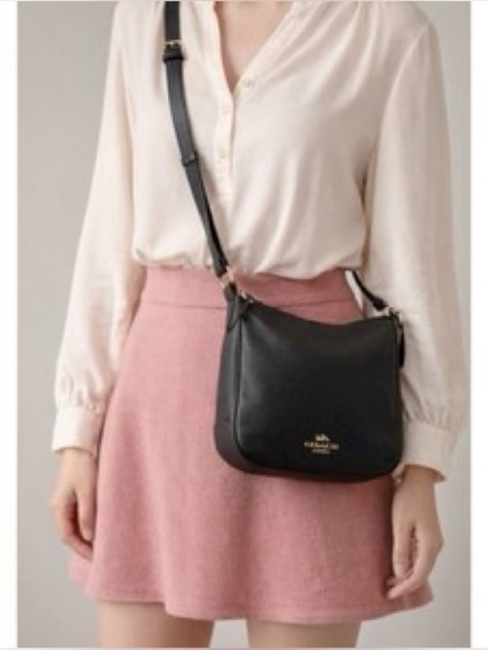 Coach Black Pebbled Leather Shoulder Bag with Gold Hardware